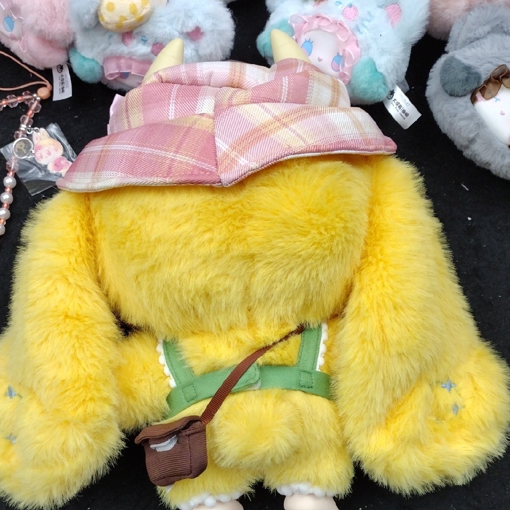 Yellow Plush Doll with Green Outfit and Pink Hat - Picture 2 of 3